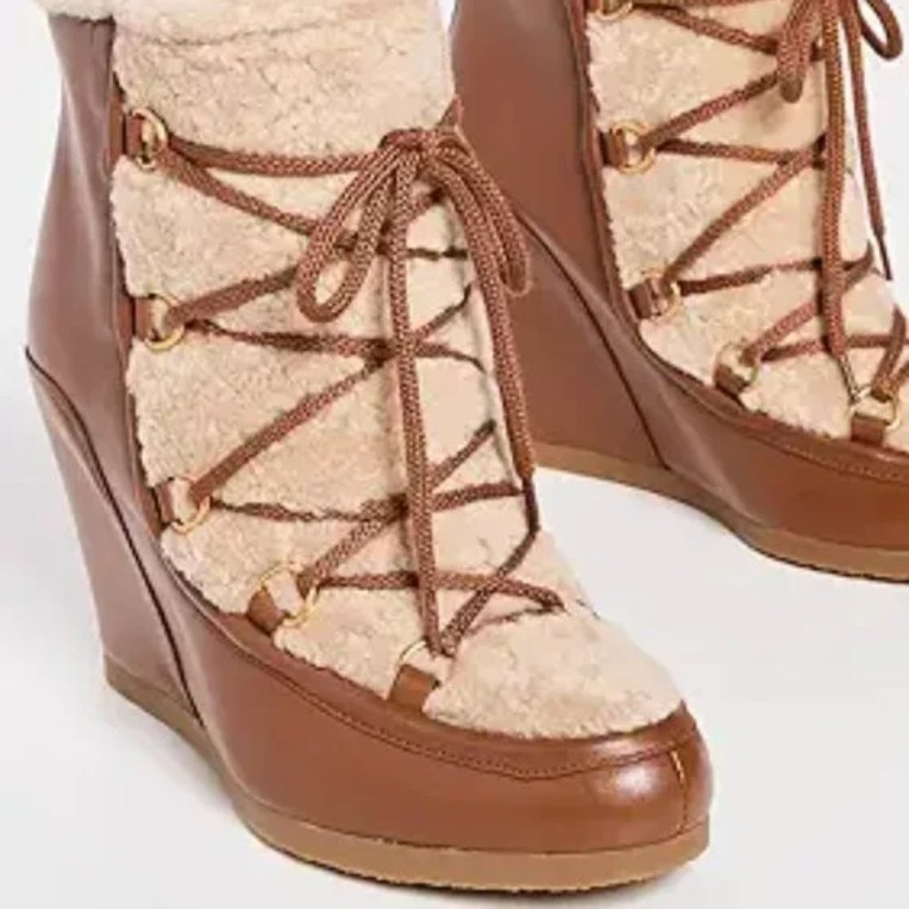 LAST PAIR! new VERONICA BEARD Leather Elfred Wedge Boots Hazel 9J6 - Picture 7 of 9